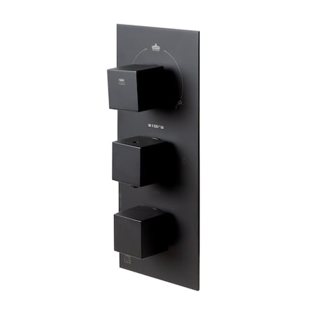 Alfi Brand Black Matte 3-Way Thermostatic Valve Shower Mixer Square Knobs AB2801-BM
